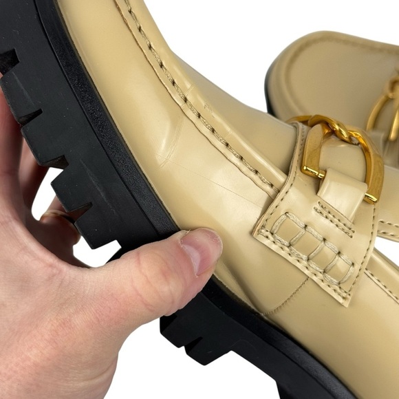 Nine West Womens Gemay 3 Patent Slip On Loafer Heels Shoes Comfort Neutral SZ 9M - Picture 13 of 16